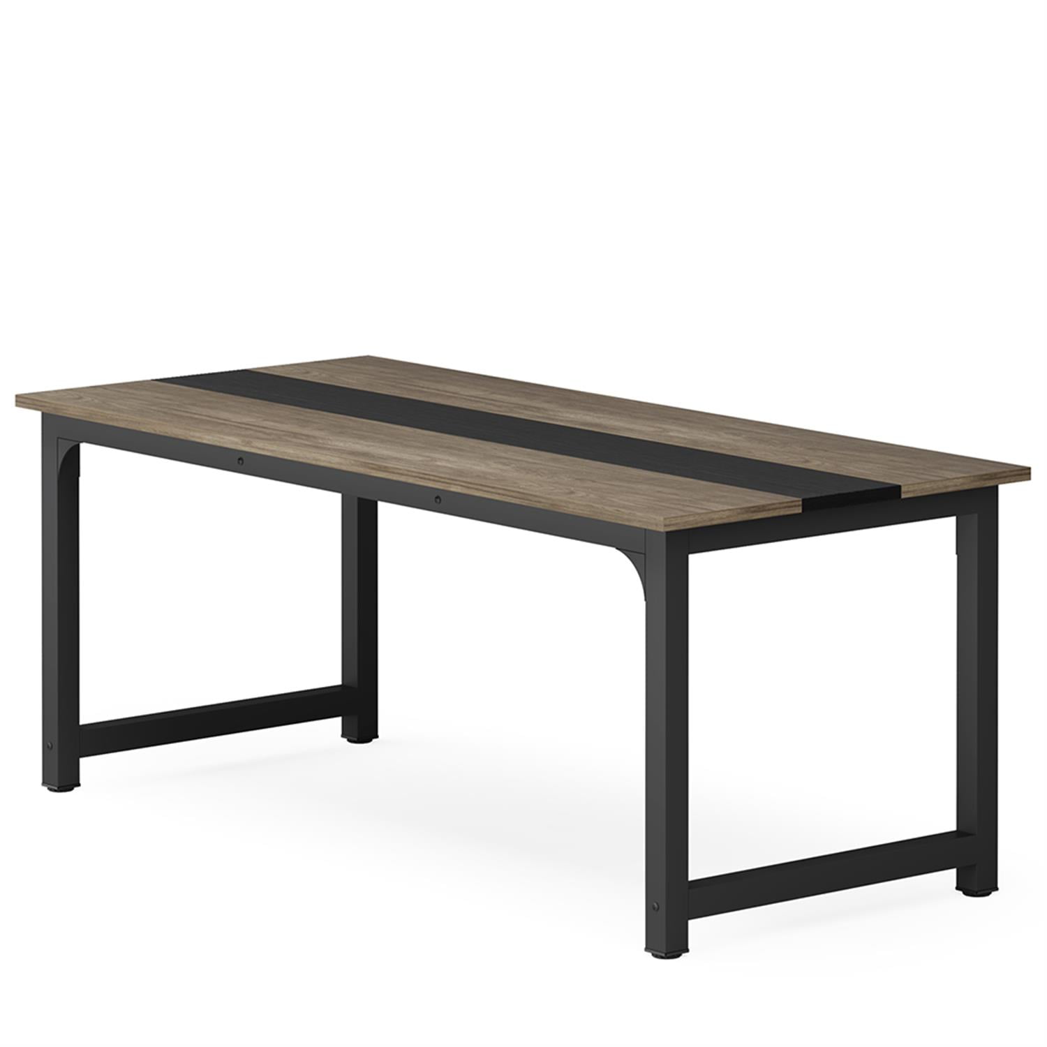 Demi Bonn 55" Heavy-Duty Computer Desk, Gaming Desk, Simple Study Work Desk for Home Office, Study, Living Room, Gray