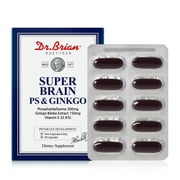 Dr. Brian Super Brain PS and Ginkgo Biloba Herbal Supplement for Improve Memory Includes Biloba Extract Organic 120mg Phosphatidylserine 300mg Vitamin E for Women Men Mental Nerve Health 30 Capsules…
