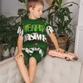 thumbnail image 4 of Cauagu Joyeux Noël pour Enfants Ensemble de Pyjamas à Manches Courtes, Ensemble de Shorts d'Été pour Enfants Col Rond Ensemble de Pjs 2 Pcs Parfait pour Petits Garçons Filles-4TG, 4 of 6