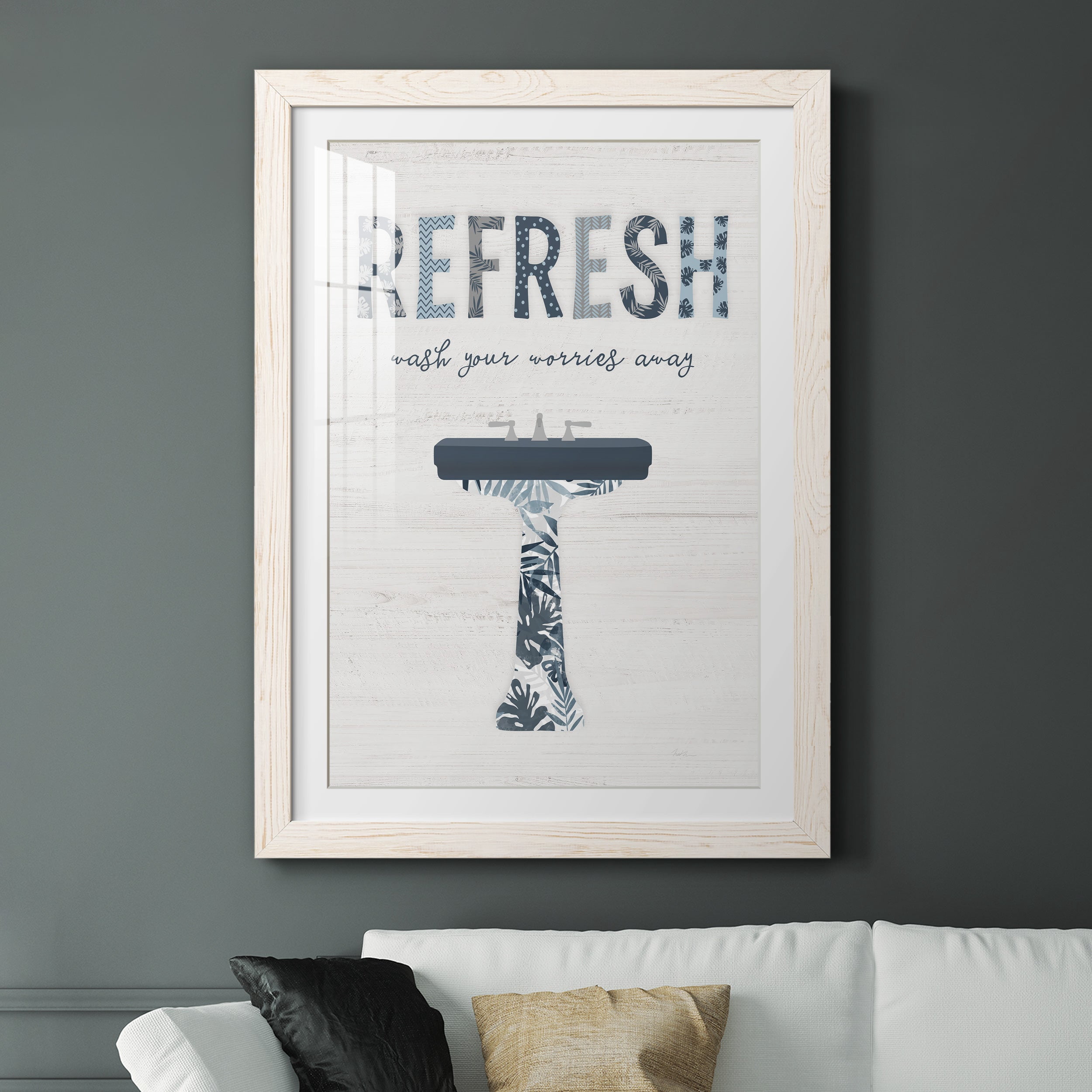 Palm Bath II - Premium Framed Print - Distressed Barnwood Frame - Ready to Hang