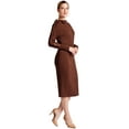 thumbnail image 4 of Josefa Asymmetric Dress - Women's Long sleeve convertible midi dress with gold zippers (Chocolate Brown), 4 of 6