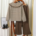 thumbnail image 4 of Zanarzt Clothing Sets Girls Clothes Spring Long Sleeve Stripe Sweatshirt Flared Pants 2PCS Set Little Girl Outfits Brown,8-9 Years, 4 of 4