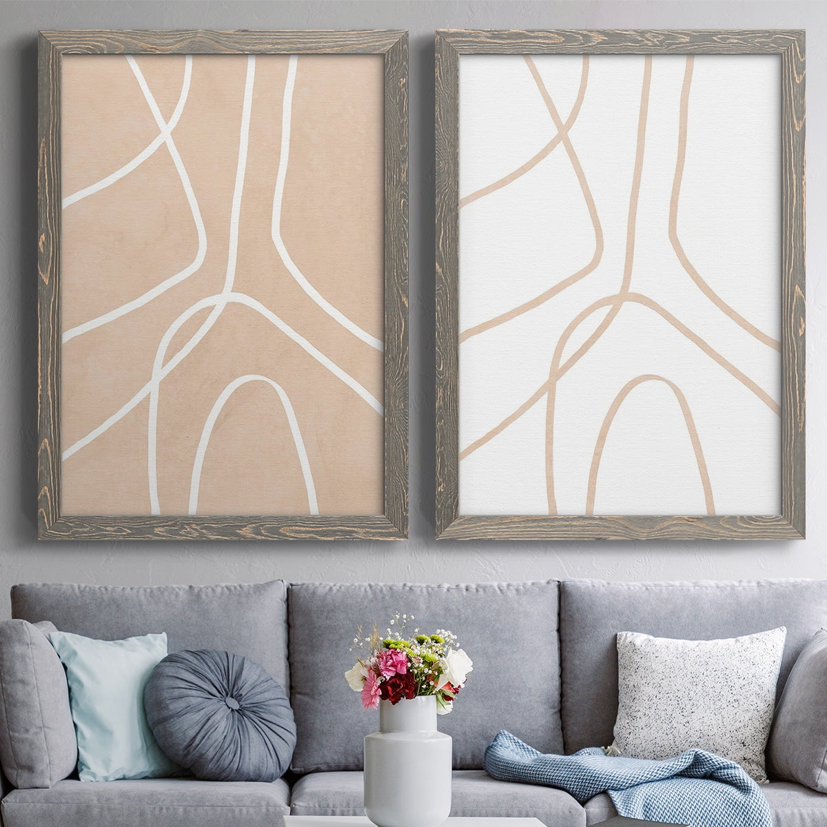Clean Contour III - Premium Framed Canvas 2 Piece Set - Ready to Hang