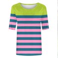 thumbnail image 5 of Summer Tshirts for Women Half Sleeve Floral Graphic Printed Tunic Tops Loose Fit Crew Neck Pleated Base Casual Tees (XL, Multicolor), 5 of 7