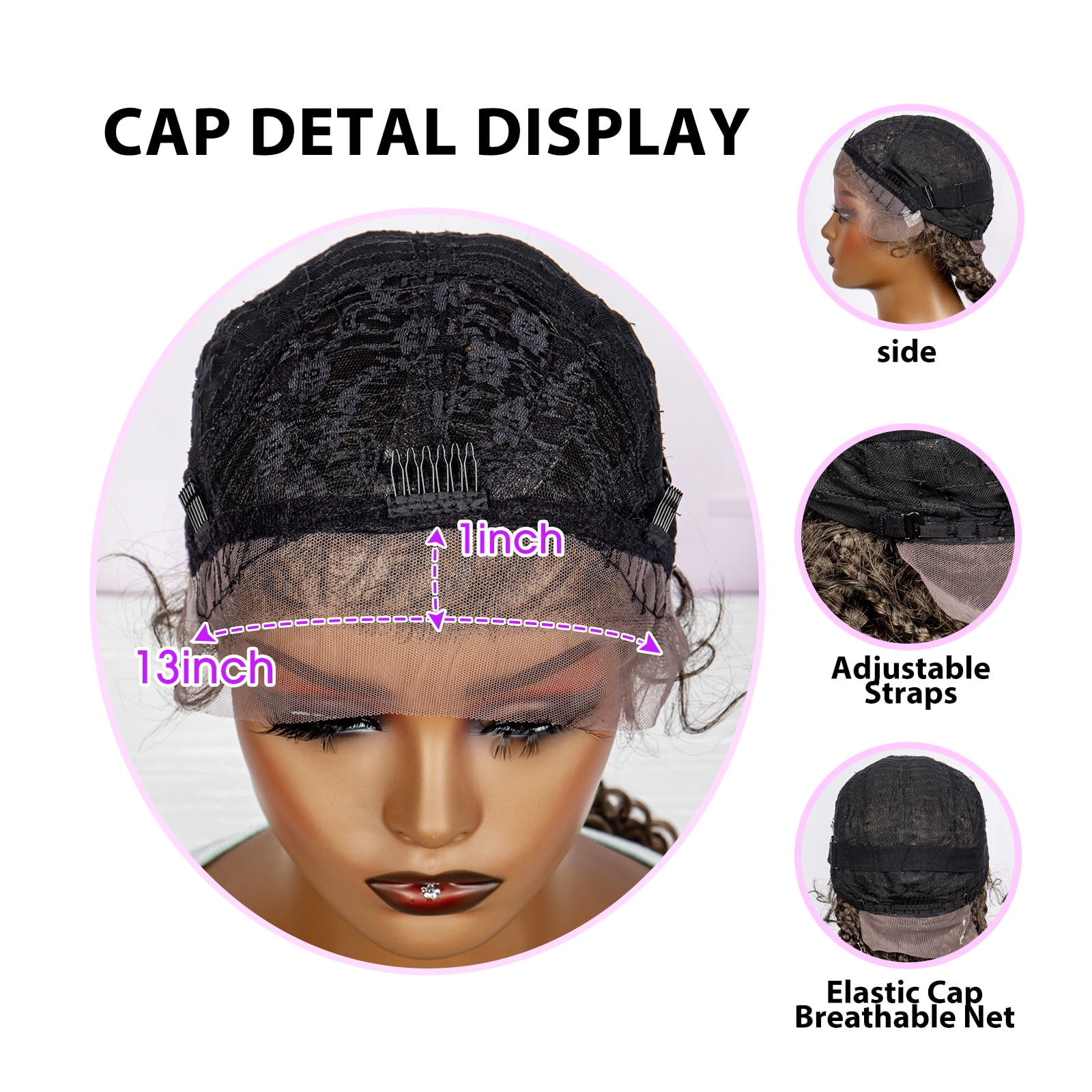 28 Inches Lace Frontal Synthetic Braided Wigs Lace Front Braided Ponytail Wig Natural Knotless with Baby Hair for Black Women Daily Use (1B/30 Color)