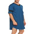thumbnail image 3 of Hommes Été Pyjama à Manches Courtes V Col Rayé Irrégulière Ourlet Long Sleepshirts, 3 of 8