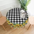 thumbnail image 2 of Sunflower Tablecloth Round 60 Inch Fabric Black White Buffalo Check Plaid Table Cloth Washable Spillproof Wrinkle Free Spring Summer Farmhouse Floral Table Cover for Indoor Outdoor Kitchen Dinning, 2 of 7