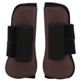 thumbnail image 4 of 1 par de botas de soporte para caballos, protector de pata de caballo de neopreno con carcasa de PU para saltar y caza, patas delanteras marrones M, 4 of 5