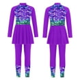 thumbnail image 4 of iiniim Girls 2Pcs Beach Surfing Bathing Suit Rashguard Swimsuit Kids Long Sleeve Swim Dress Pants Purple 10, 4 of 7