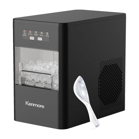 Kenmore Front-Load Countertop Bullet Ice Maker, Portable Ice Machine, 26 lb/Day Ice Cube Maker, Compact Self-Cleaning Ice Maker with Basket and Scoop for Home, Kitchen or RV