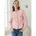 thumbnail image 6 of Long Sleeve Women's Tweed Jackets Business Button Down Casual Cropped Blazer with Pockets, 6 of 6