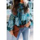 thumbnail image 4 of Camisa casual de manga larga Mujer Blusa de manga abullonada con estampado bohemio Top, M, Azul kenally AP000088-12B, 4 of 4