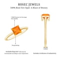 thumbnail image 6 of Rosec Jewels 1 CT Princess Cut Real Fire Opal Solitaire Ring, Orange Fire Opal Gold Ring for Women, Gift for her, 18K Yellow Gold, US 5.50, 6 of 8