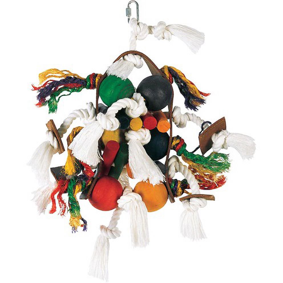 Living World Junglewood Rope & Tambourine Bird Toy Large - 14.5 High - (Assorted Colors)