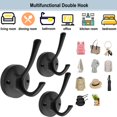 thumbnail image 5 of TOFIIGREM Ganchos para toallas de pared, color negro, paquete de 5, ganchos para batas, de metal resistente, doble gancho para baño, ganchos para sombreros montados en la pared, para cubículo, baño, c, 5 of 5