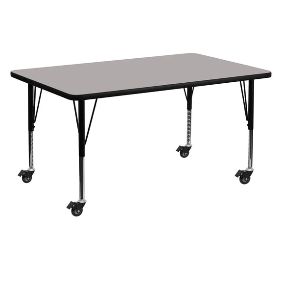 Bowery Hill 25.5''H Metal/Wood Rectangular Mobile Activity Table in Gray