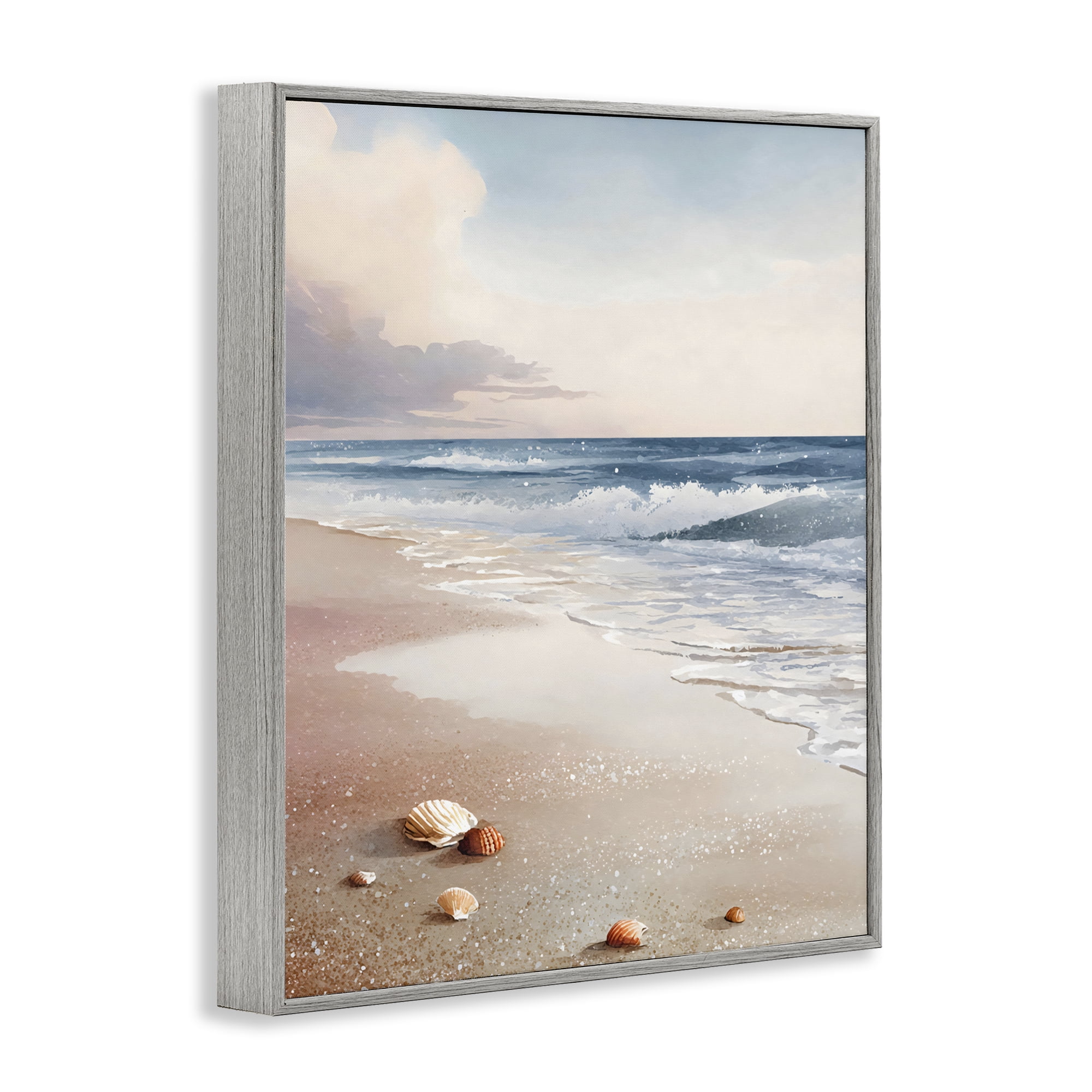 Stupell Industries Washed Up Seashells Gray Framed Giclee Art, design by Franklyn Gregory