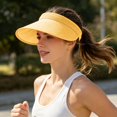 thumbnail image 4 of Women’s Linen Sun Visor Hat, Wide Brim UV Protection Cap, Lightweight Adjustable Headband Visor for Golf, Beach & Outdoor Activities(Yellow), 4 of 5
