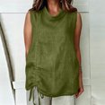 thumbnail image 5 of VBVC Women's Cotton Linen Side Ruched Tank Top , Ladies' Sleeveless Cowl Neck Tunic Blouse , Summer Casual Elegant Vacation Shirt For Women,Army Green,S-2XL, 5 of 8