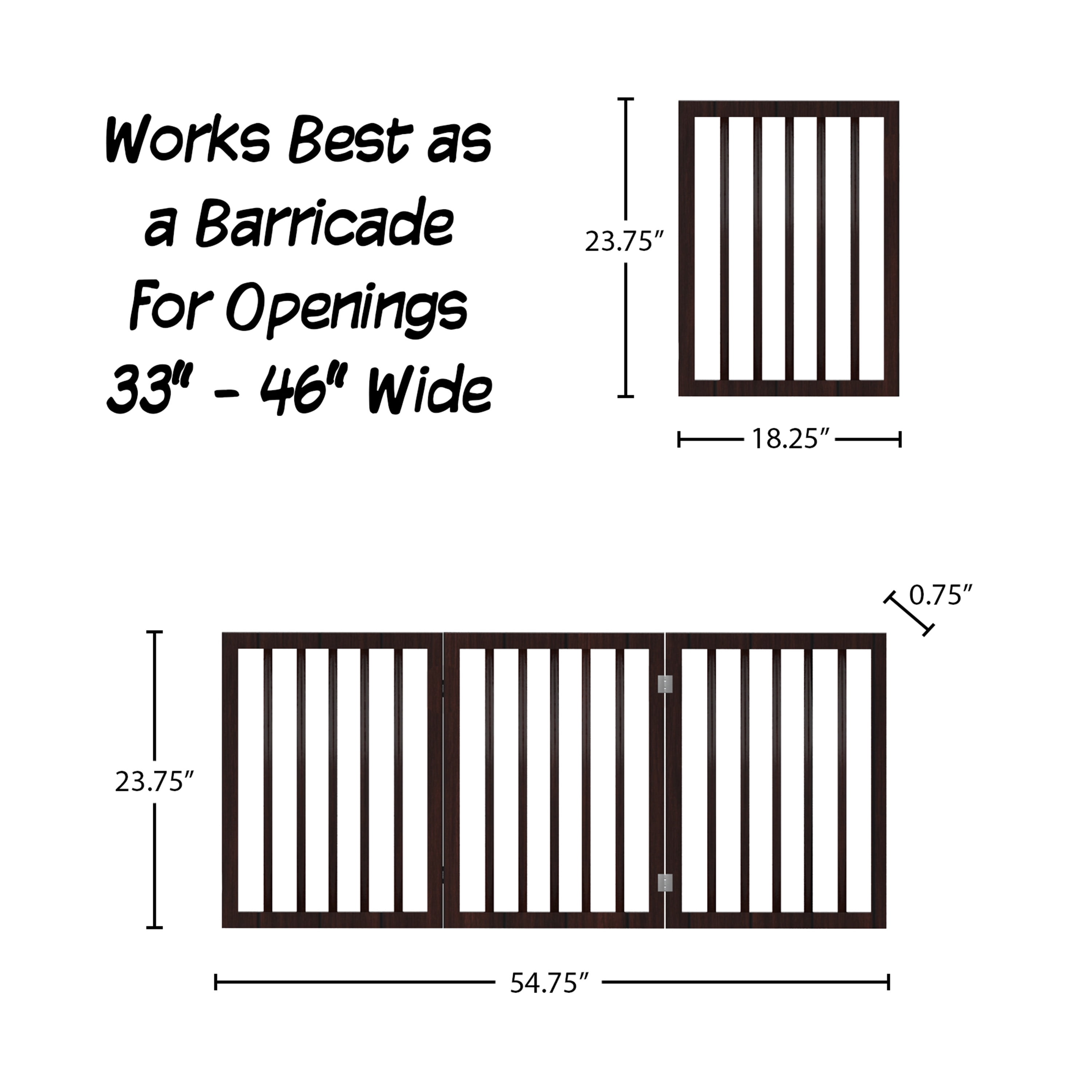 PETMAKER 3-Panel Indoor Foldable Pet Gate for Stairs or Doorways (Brown)