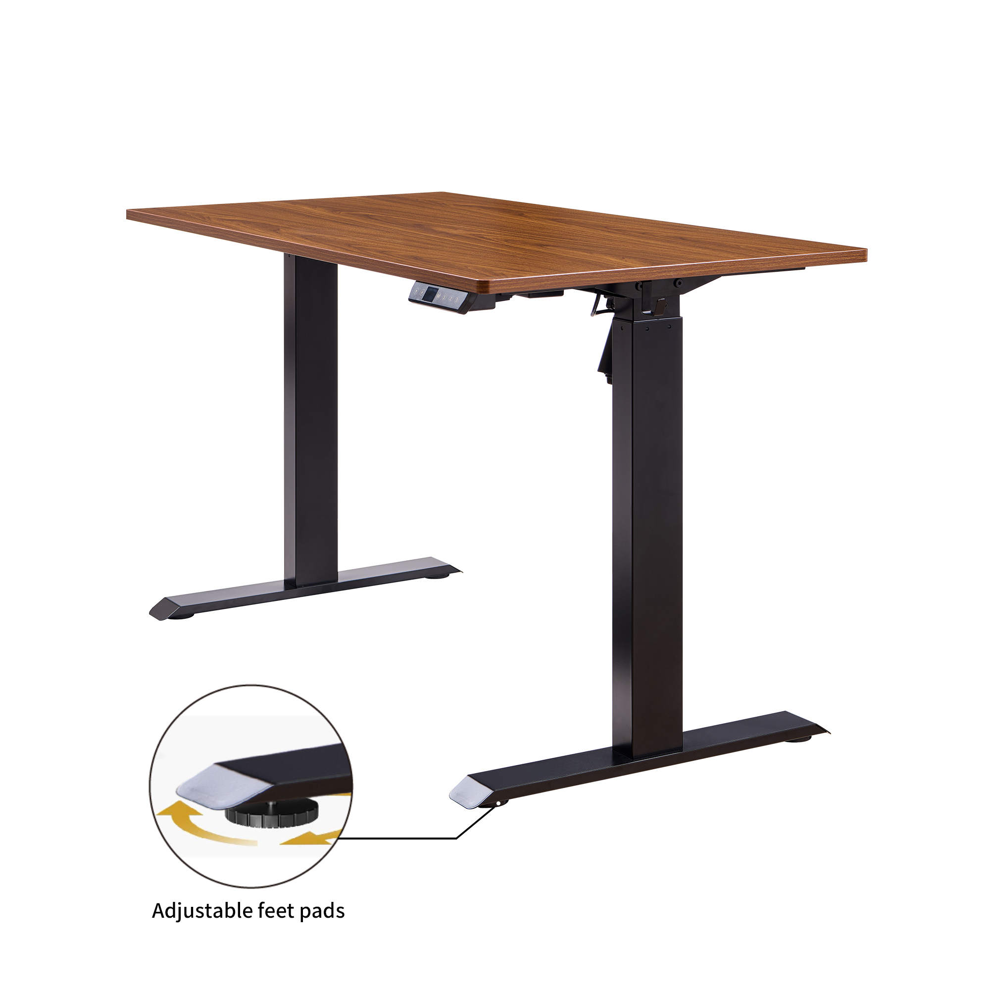 Electric Standing Desk, Adjustable Height Stand up Desk, 24x48 Inches Sit Stand Home Office Desk, Black Frame/Mahogany Top