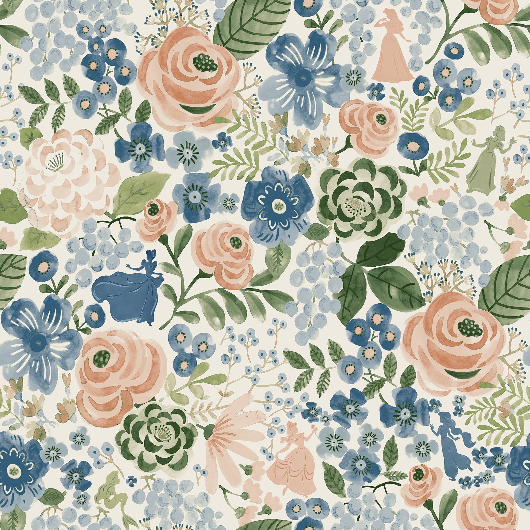 Disney Princess Watercolor Floral Peel & Stick Wallpaper