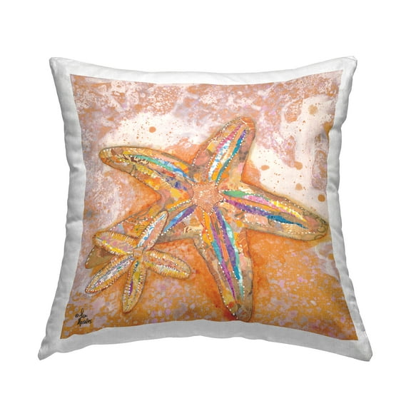 Stupell Industries Starfish Beach Shore Nautical Animal Design by Lisa Morales Throw Pillow