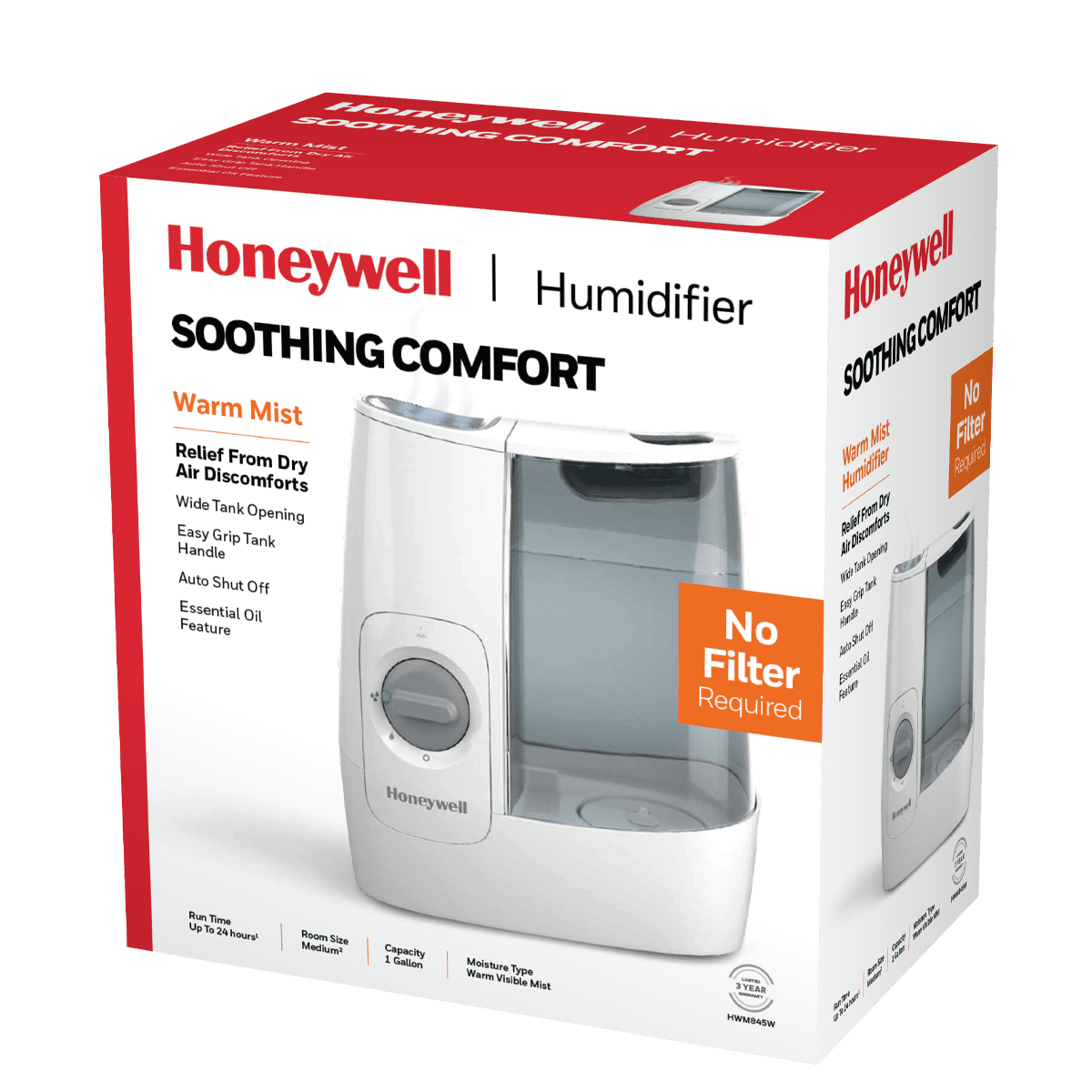 Honeywell Hwm845 Warm Mist Humidifier With Essential Oil Cup Filter Free  Black : Target