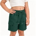 thumbnail image 5 of Grblisyd Girls Bermuda Cargo Shorts Baggy Solid Color Hiking Shorts Summer Casual Elastic High Waist Drawstring Pants with Pockets, 5 of 7