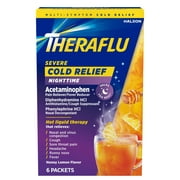 Theraflu Severe Cough Cold and Flu Nighttime Relief Medicine Powder, White Tea and Honey Lemon, 6 Count