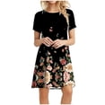 thumbnail image 2 of Xihbxyly Dresses for Women 2024 Women'S Summer Dress Sleeveless Ruffle Sleeve Round Neck Mini Dress Solid Loose Short Flowy Dress Wedding Guest Dresses for Women Black S Today Deal, 2 of 7