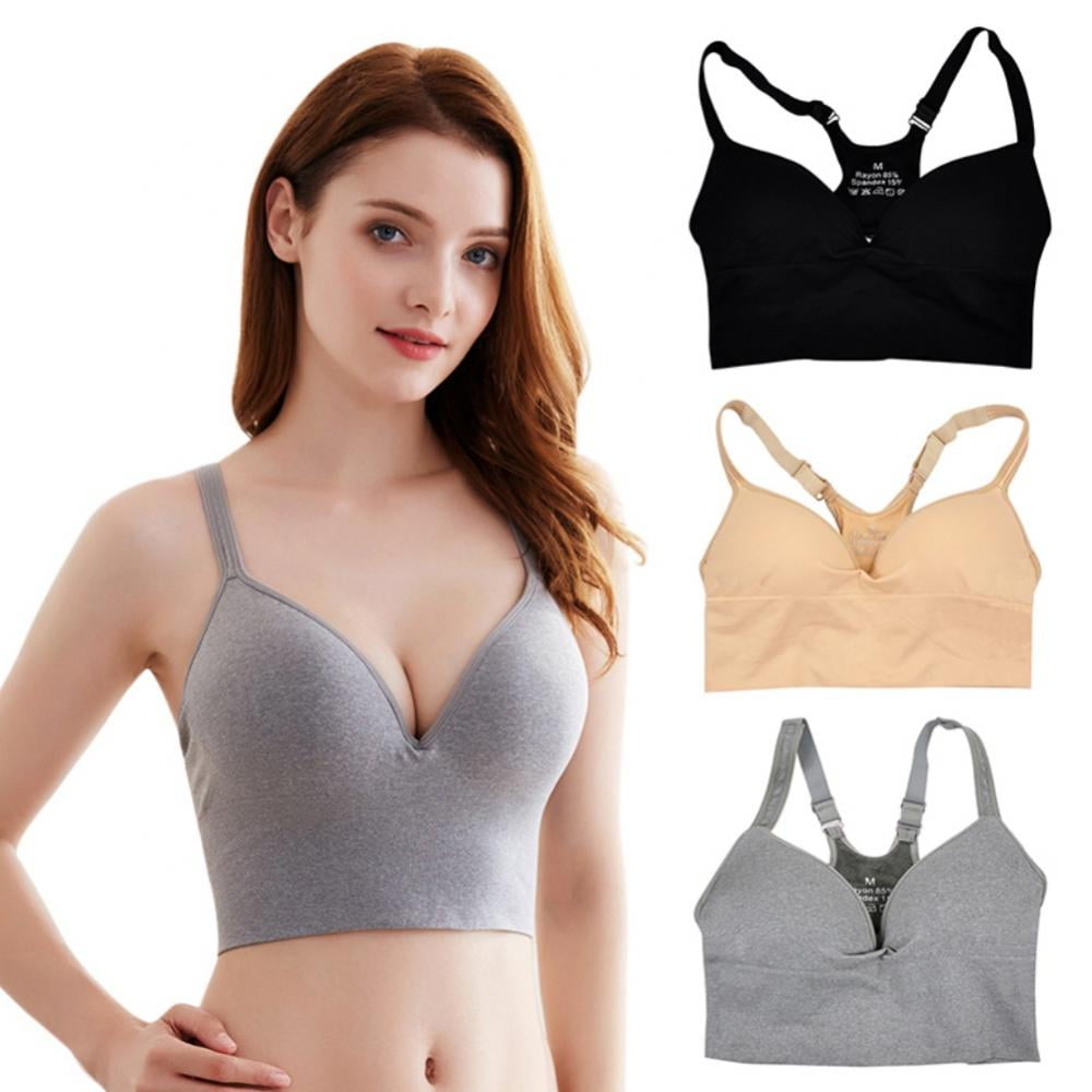 Women Seamless Sports Bra Back Closure Wirefree Running Bra Padded Push
