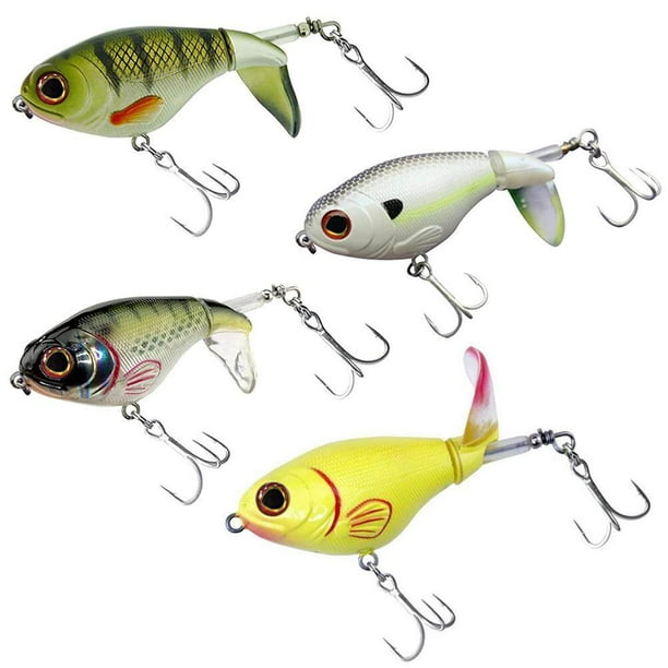 4 Pcs Fishing Lures with Floating Rotating Tail Bass Fishing Baits with  Barb Treble Hooks 75mm/17g 