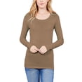 thumbnail image 5 of KOGMO Junior Womens Long Sleeve Basic Solid Round Neck T-shirt Tee (S-3X), 5 of 7