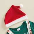 thumbnail image 6 of Cjfdfy Newborn Baby Boy Christmas Overalls Outfit Long Sleeve Romper Train Gingerbread Man Suspender Pants And Hat 3Pcs Little Baby Cute My First Christmas Fall Winter Outfit 0-18M, 6 of 9