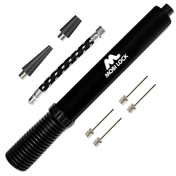 Double Action Pump for Quick and Easy Ball Inflation - Includes 1 Hose, 4 Pump Needles, and 2 Adapters - by Mobi Lock
