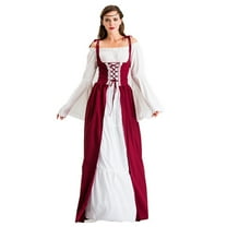 KAWELL Renaissance Medieval Irish Costume Over Dress & Cream Chemise Set