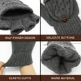 thumbnail image 3 of XiaoEn Winter Fingerless Gloves Mittens for Women Men Warm Wool Knitted Convertible Flip Top Mittens Cold Weather, 3 of 8