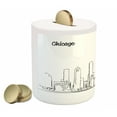 thumbnail image 2 of Chicago Skyline Piggy Bank, Hand Drawn City Silhouette Downtown Free Hand Sketch of Panoramic Landmark, Ceramic Coin Bank Money Box for Cash Saving, 3.6" X 3.2", Black White, by Ambesonne, 2 of 4