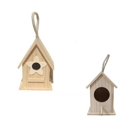 

Wooden Bird House Bird House Outdoor Garden Backyard Balcony Pendant Simulation Fence Birdhouse Home Decoration 2pcs