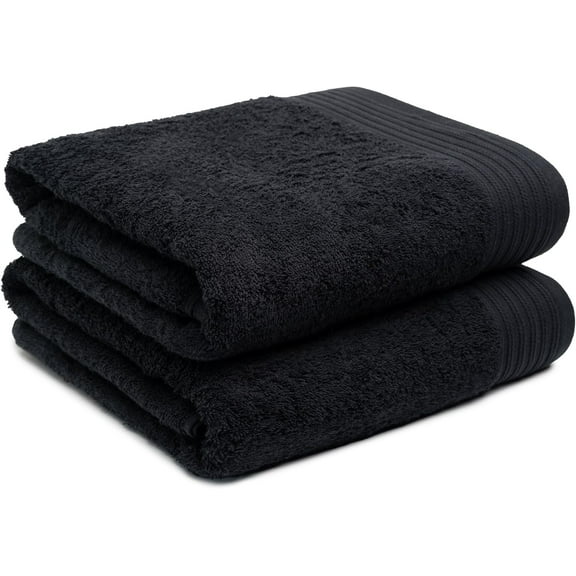 100% Cotton Towels 35" X 70" | Black Towels Set of 2 Ultra Soft and Highly Absorbent Bath Towel Set Cotton, Gym, Hotel, Spa, Machine Washable