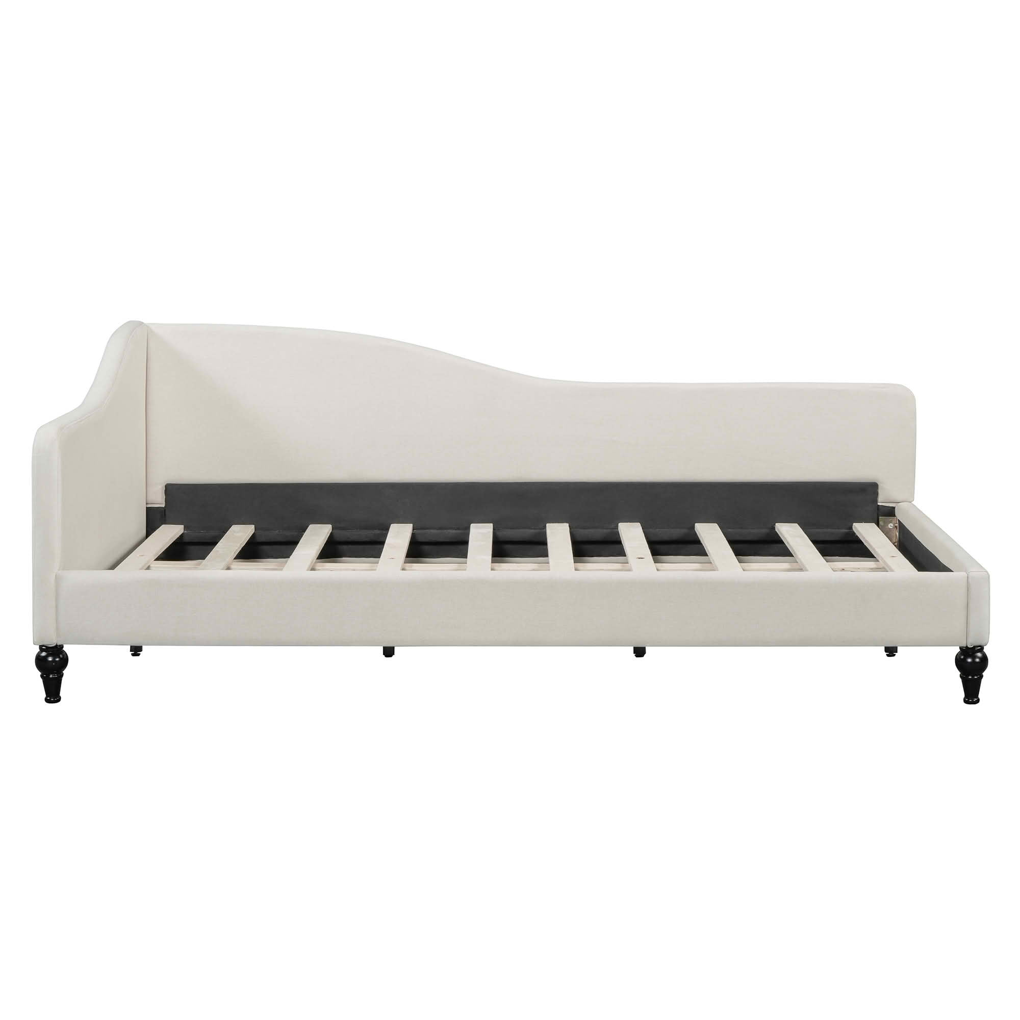 MAYEERTY L-Shaped Semi-Enclosed Daybed with Solid Wood Legs, Twin/Full Size Available