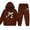 Brown*, variant on RUTAYY Girls 2 Piece Casual Outfit Long Sleeve Graphic Print Hooded Tops Drawstring Waist Jogger Pants Kids Daily Kids Tracksuit Brown