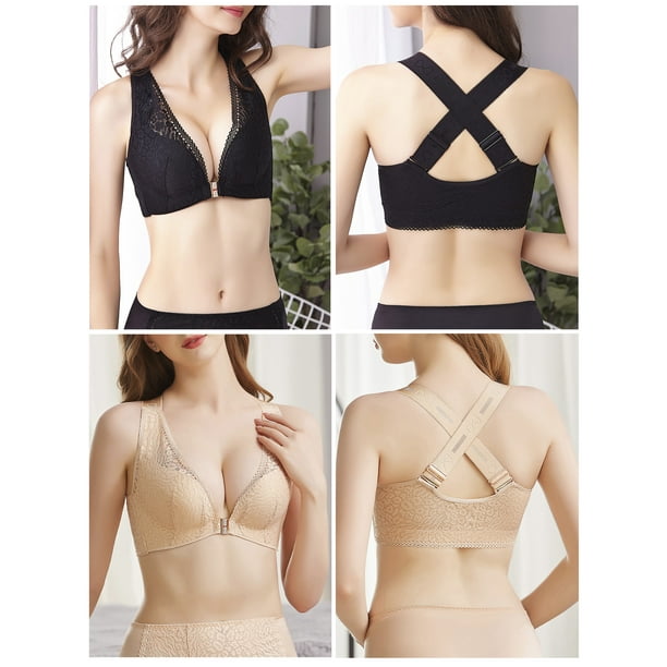 Aoochasliy Wireless Bras for Women Push Up Clearance Trendy Lace Beauty  Back Solid Strap Wrap Plus Size Bra Underwire Bras 