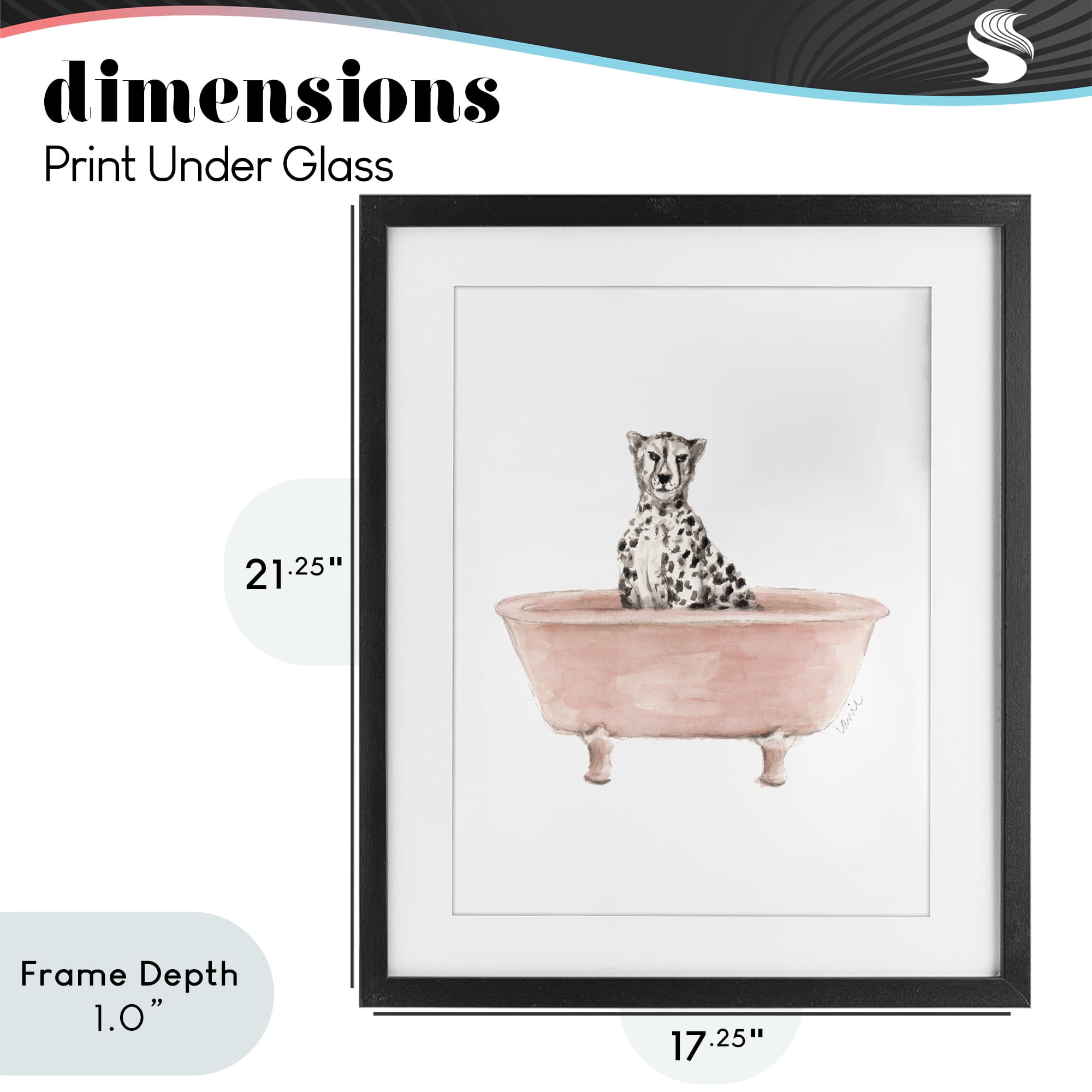 Stupell Industries Cheetah in Pink Tub Black Framed Print Under Glass, design by Lanie Loreth