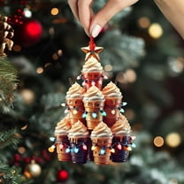 Taicans ‌Shatterproof Christmas Tree Ornament - 2D Stackable Ice Cream Design with LED Lights & Star Topper - Xmas Tree Hanging Decorations for Holiday Decorations‌