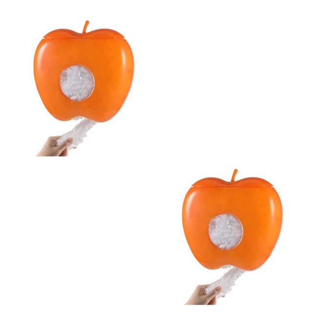 Youkk Apples-Shaped Plastic Wraps Container For Neat And Organized Kitchen Non Drilling Installation orange 2Set