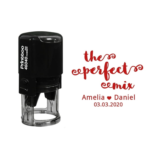 Printtoo Roound Personalized Red Self Inking Wedding Favor Stamp Custom The Perfect Mix Rubber Stamper-40 mm