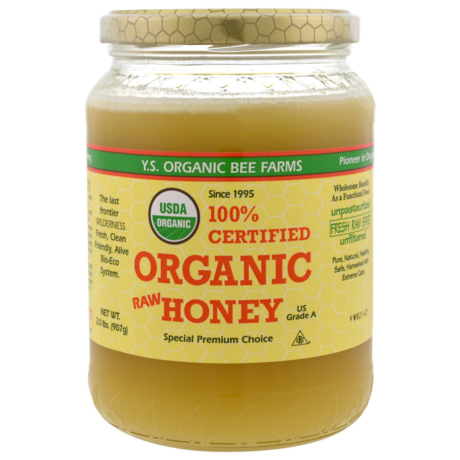 Y S Eco Bee Farms 100 Certified Organic Raw Honey 2 0 Lbs 907 G Walmart Com