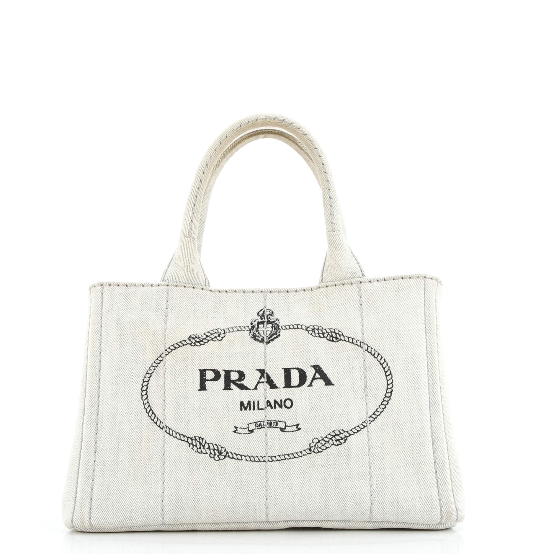 Pre-Owned Prada Prada Canapa Convertible Tote Denim Mini By Rebag